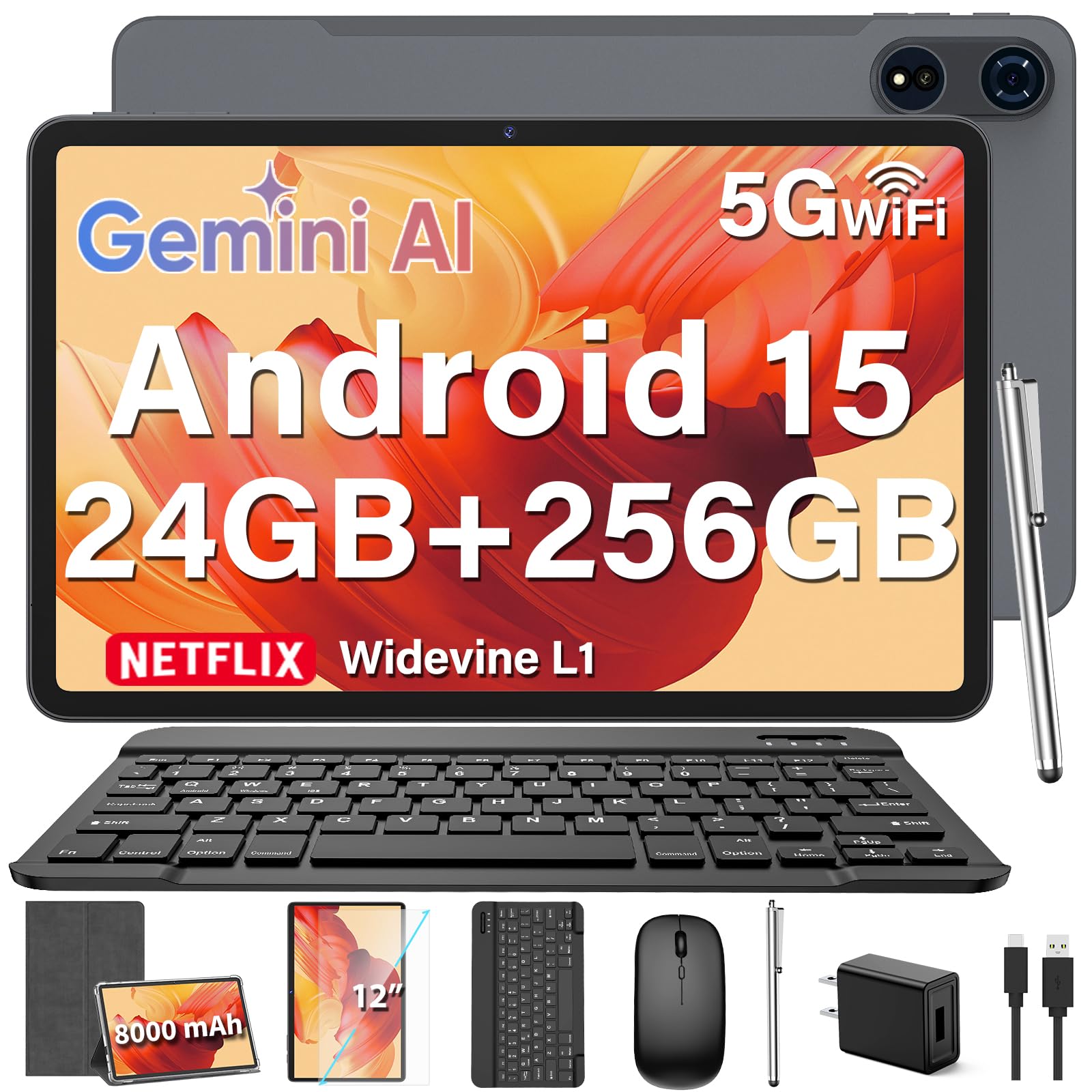Amazon.com: Relndoo 12 Inch Android 15 Tablet with Keyboard, 24GB+